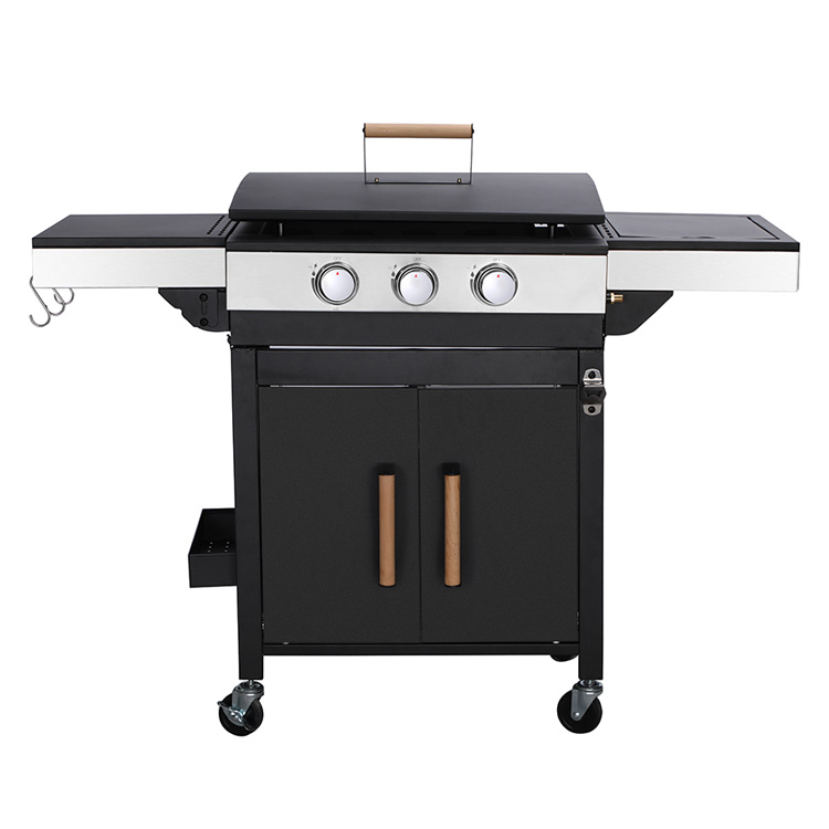 Piastra Plancha per barbecue a gas a 2 fuochi con carrello