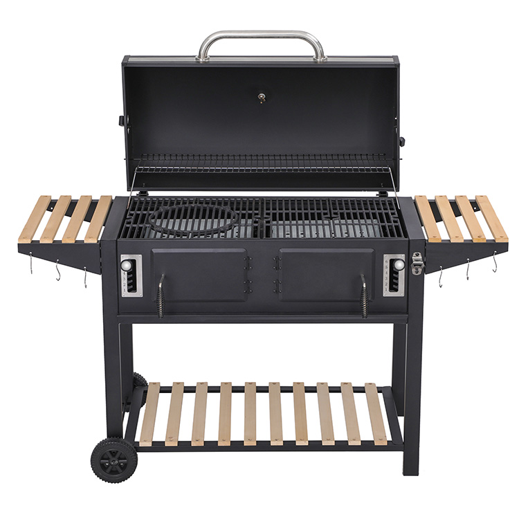 BBQ Grill a carbonella con tavolino in legno